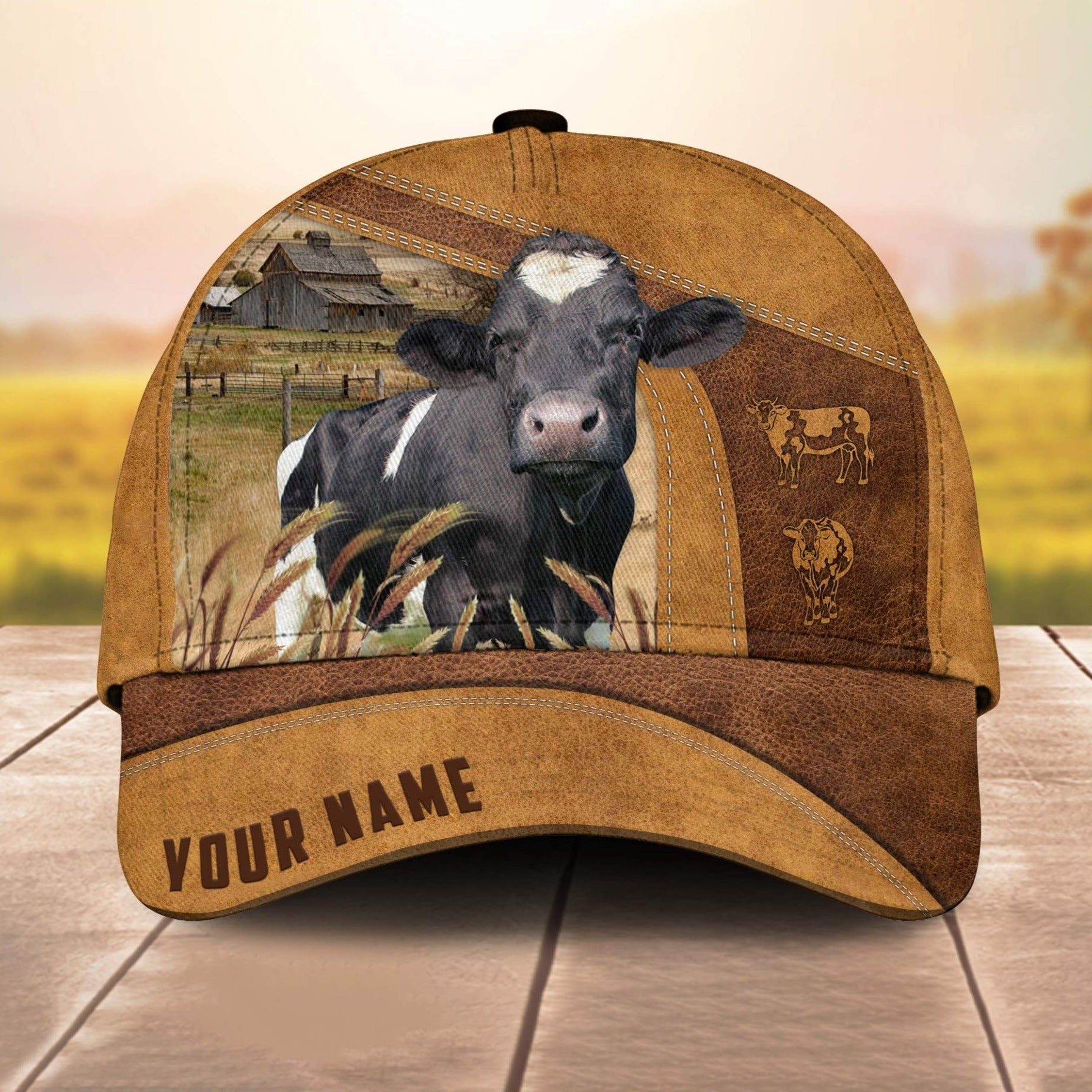 Custom Name Holstein Cale 3D Cap 3D All Over Print Baseball Cap, Cap For Farm Lovers, Animal Cap, Leather Pattern Cap Trucker Hats Custom Hats Gifts For Men & Women