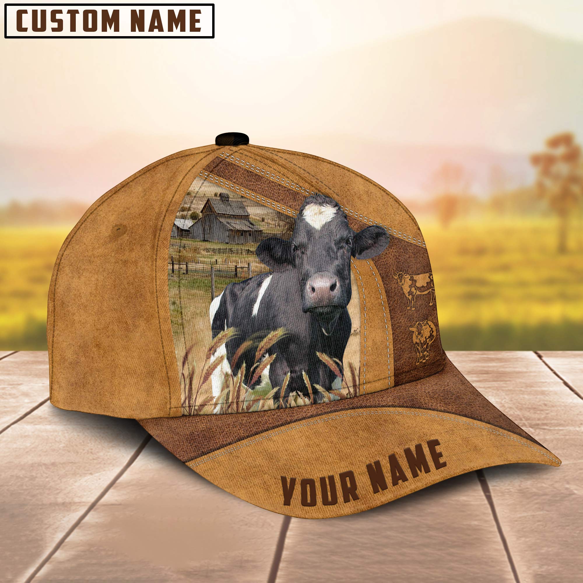 Custom Name Holstein Cattle Cap, Cattle Hat, Farm Baseball Hat, Cap Hat For Farmer Farm Lover Trucker Hats Custom Hats Gifts For Men & Women