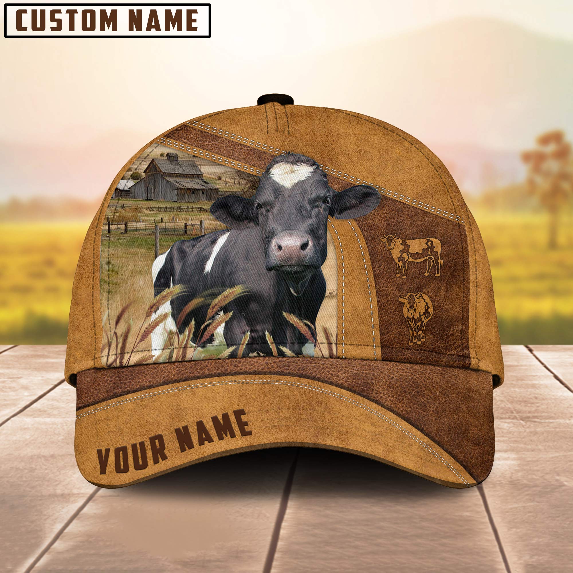 Custom Name Holstein Cattle Cap, Cattle Hat, Farm Baseball Hat, Cap Hat For Farmer Farm Lover Trucker Hats Custom Hats Gifts For Men & Women