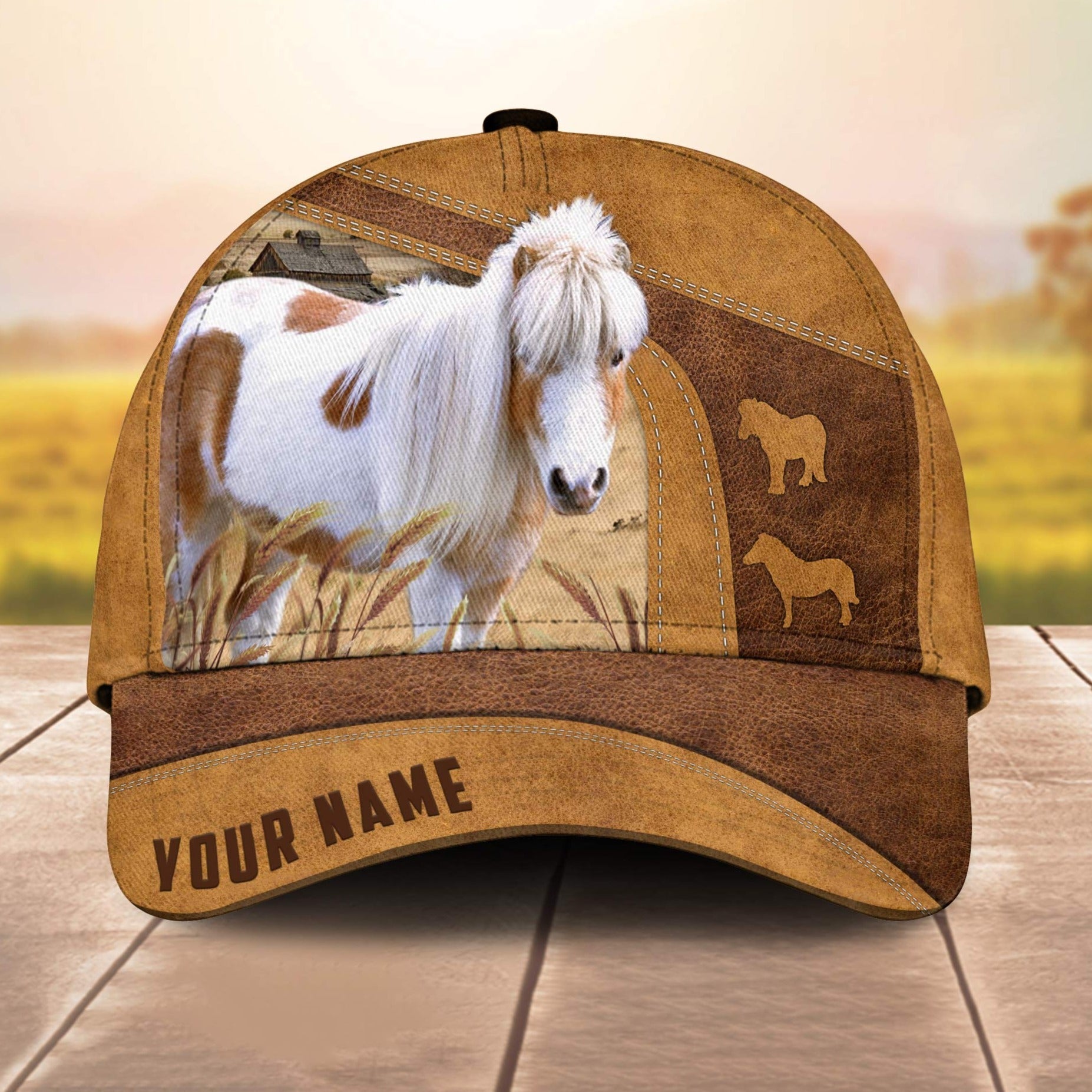 Custom Name Miniature Pony 3D Cap 3D All Over Print Baseball Cap, Cap For Farm Lovers, Animal Cap, Leather Pattern Cap Trucker Hats Custom Hats Gifts For Men & Women