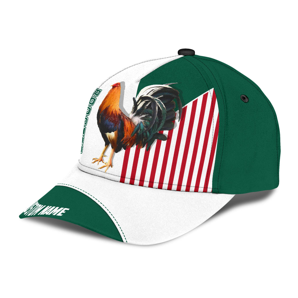 Custom Name Rooster Mexico All Over Printed Baseball Cap Hat Classic Cap For Chicken Lover Trucker Hats Custom Hats Gifts For Men & Women