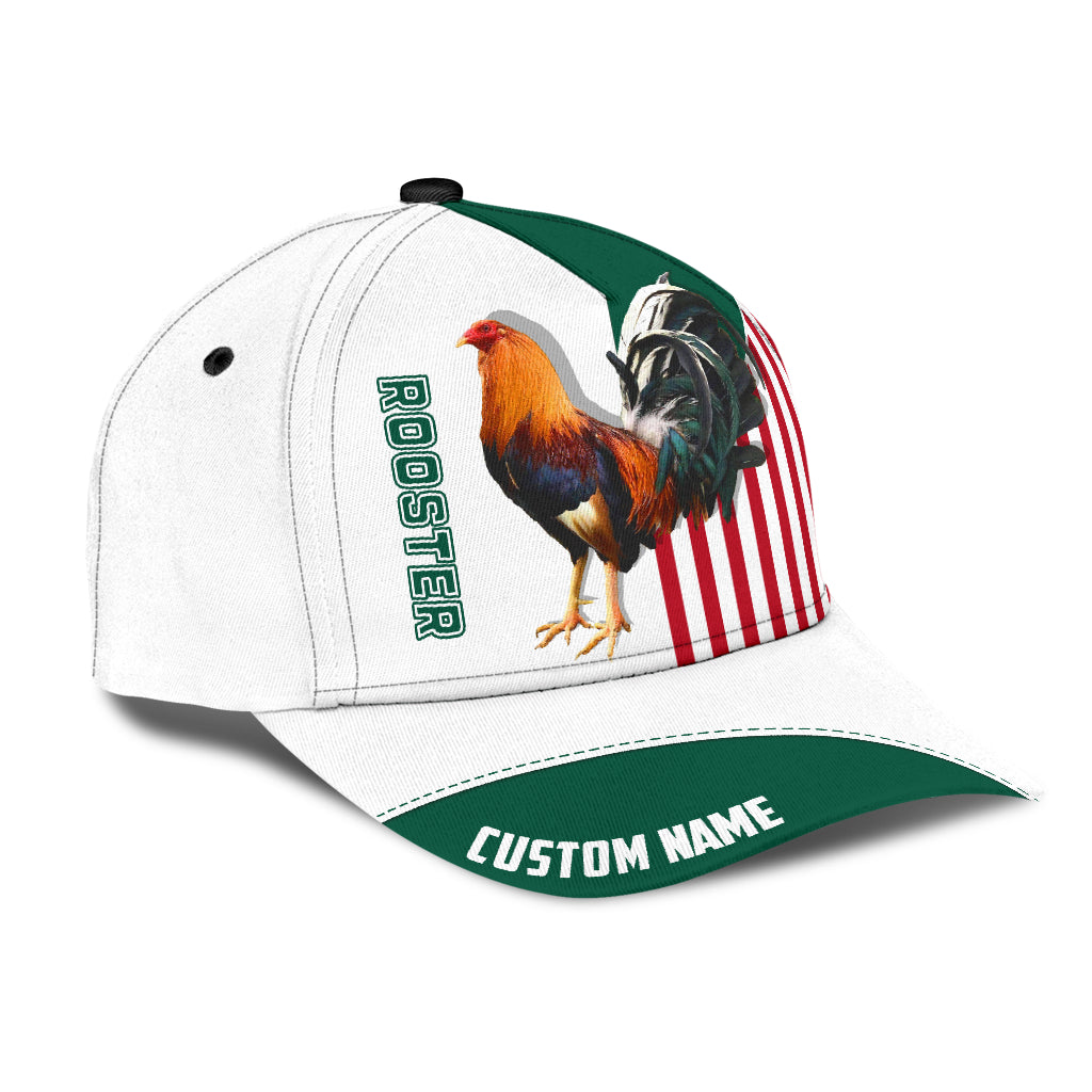 Custom Name Rooster Mexico All Over Printed Baseball Cap Hat Classic Cap For Chicken Lover Trucker Hats Custom Hats Gifts For Men & Women