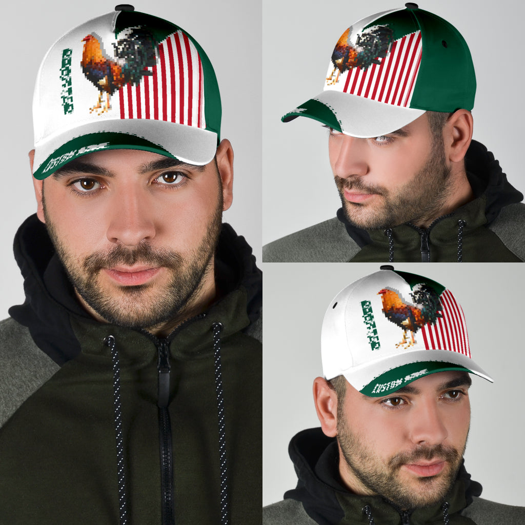 Custom Name Rooster Mexico All Over Printed Baseball Cap Hat Classic Cap For Chicken Lover Trucker Hats Custom Hats Gifts For Men & Women
