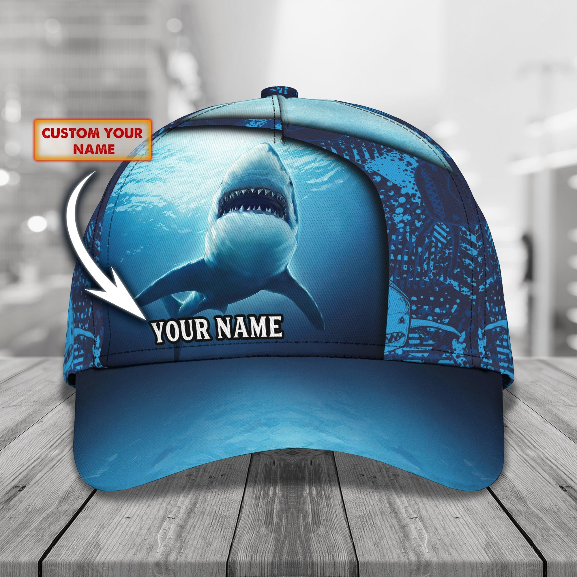 Custom Name Shark Classic Cap - Personalized Hat Gift for Shark Lover Trucker Hats Custom Hats Gifts For Men & Women