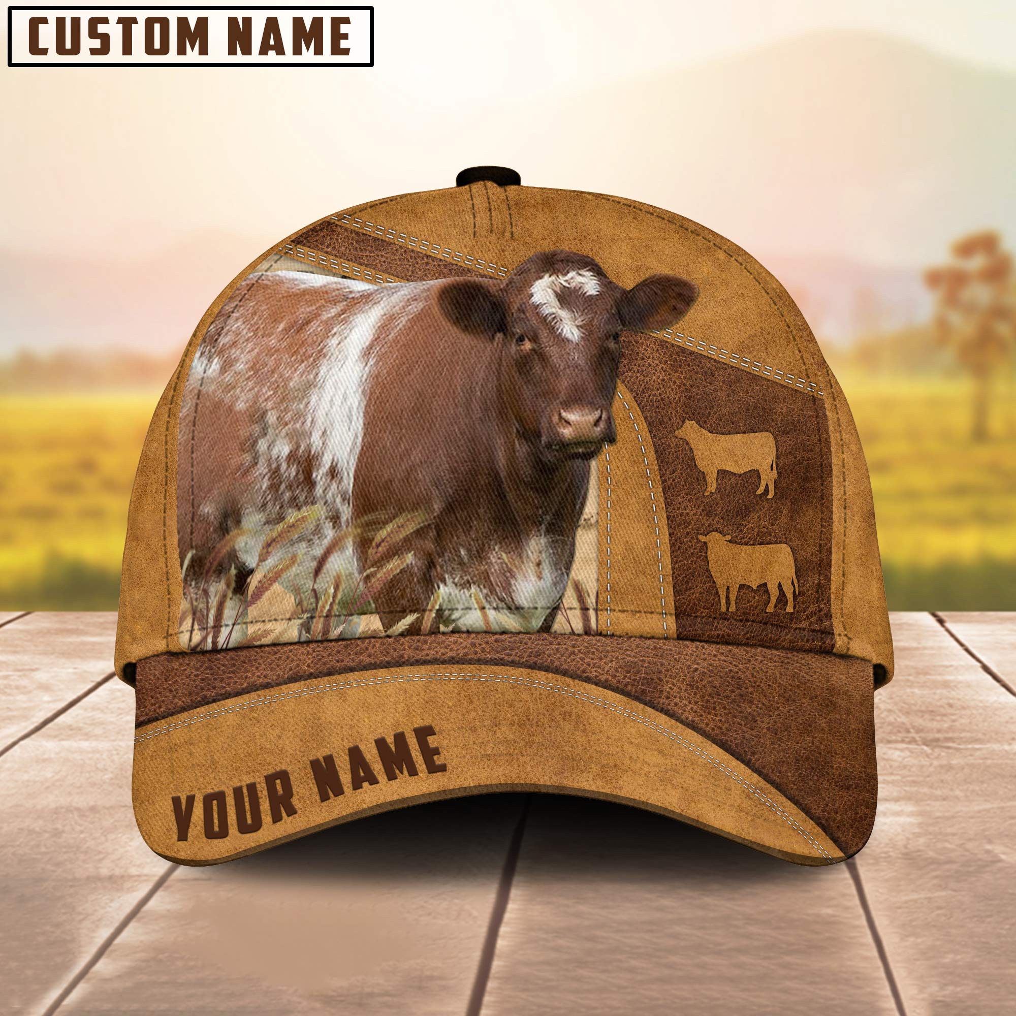 Custom Name Shorthorn Cattle Cap , Cattle Hat, Farm Baseball Hat, Cap Hat For Farmer Farm Lover Trucker Hats Custom Hats Gifts For Men & Women