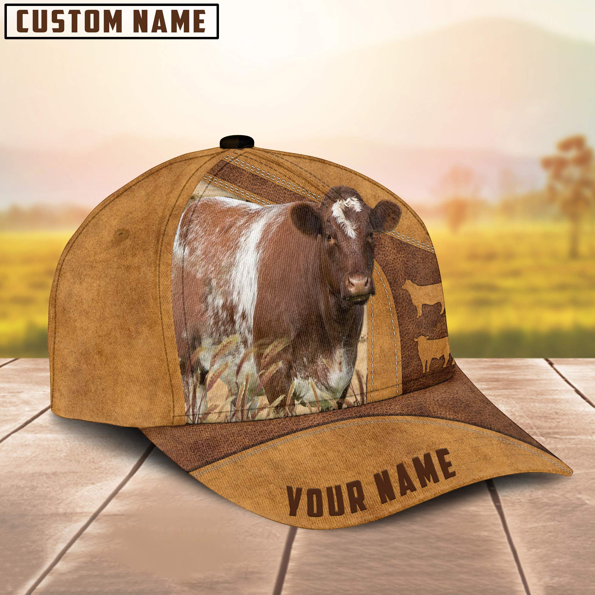 Custom Name Shorthorn Cattle Cap , Cattle Hat, Farm Baseball Hat, Cap Hat For Farmer Farm Lover Trucker Hats Custom Hats Gifts For Men & Women