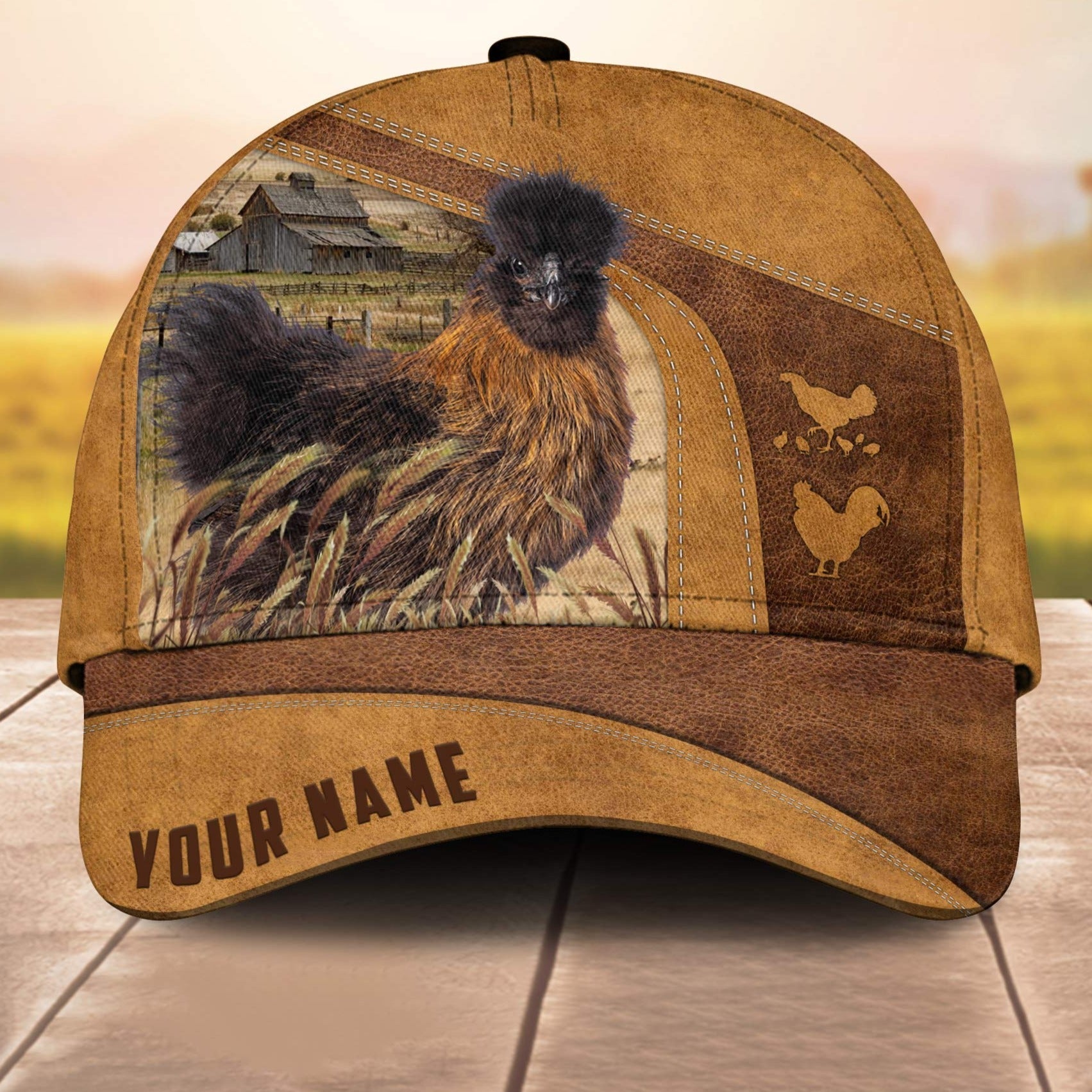 Custom Name Silkies Chicken 3D Cap Cp 3D All Over Print Baseball Cap, Cap For Farm Lovers, Animal Cap, Leather Pattern Cap Trucker Hats Custom Hats Gifts For Men & Women