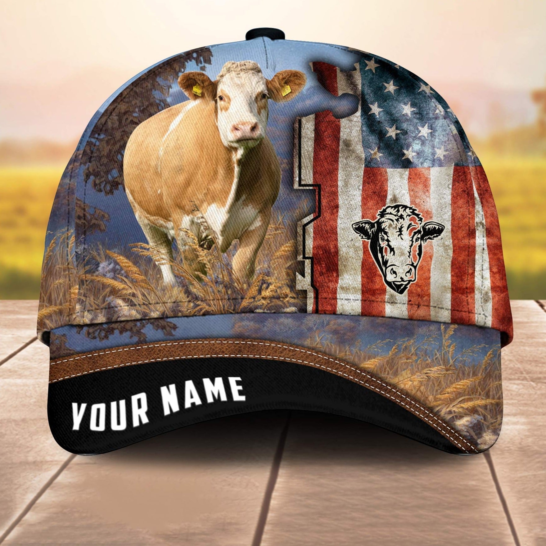 Custom Name Simmental American Cale 3D Cap 3D All Over Print Baseball Cap, Cap For Farm Lovers, Animal Cap, Leather Pattern Cap Trucker Hats Custom Hats Gifts For Men & Women