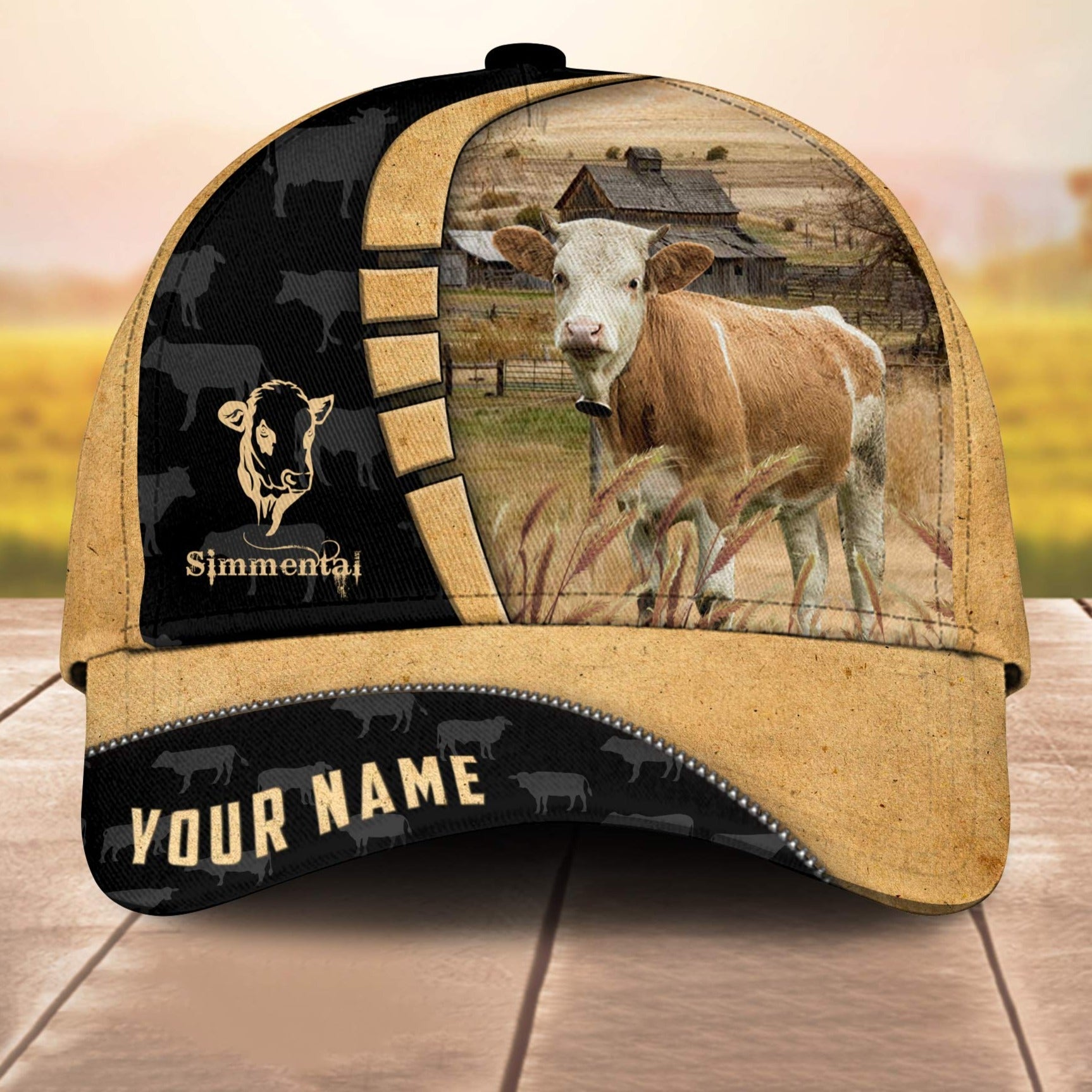 Custom Name Simmental Cale 3D Cap 3D All Over Print Baseball Cap, Cap For Farm Lovers, Animal Cap, Leather Pattern Cap Trucker Hats Custom Hats Gifts For Men & Women