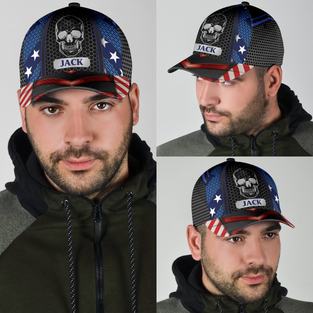 Custom Name Skull Baseball Cap Hat For Men And Women Trucker Hats Custom Hats Gifts For Men & Women