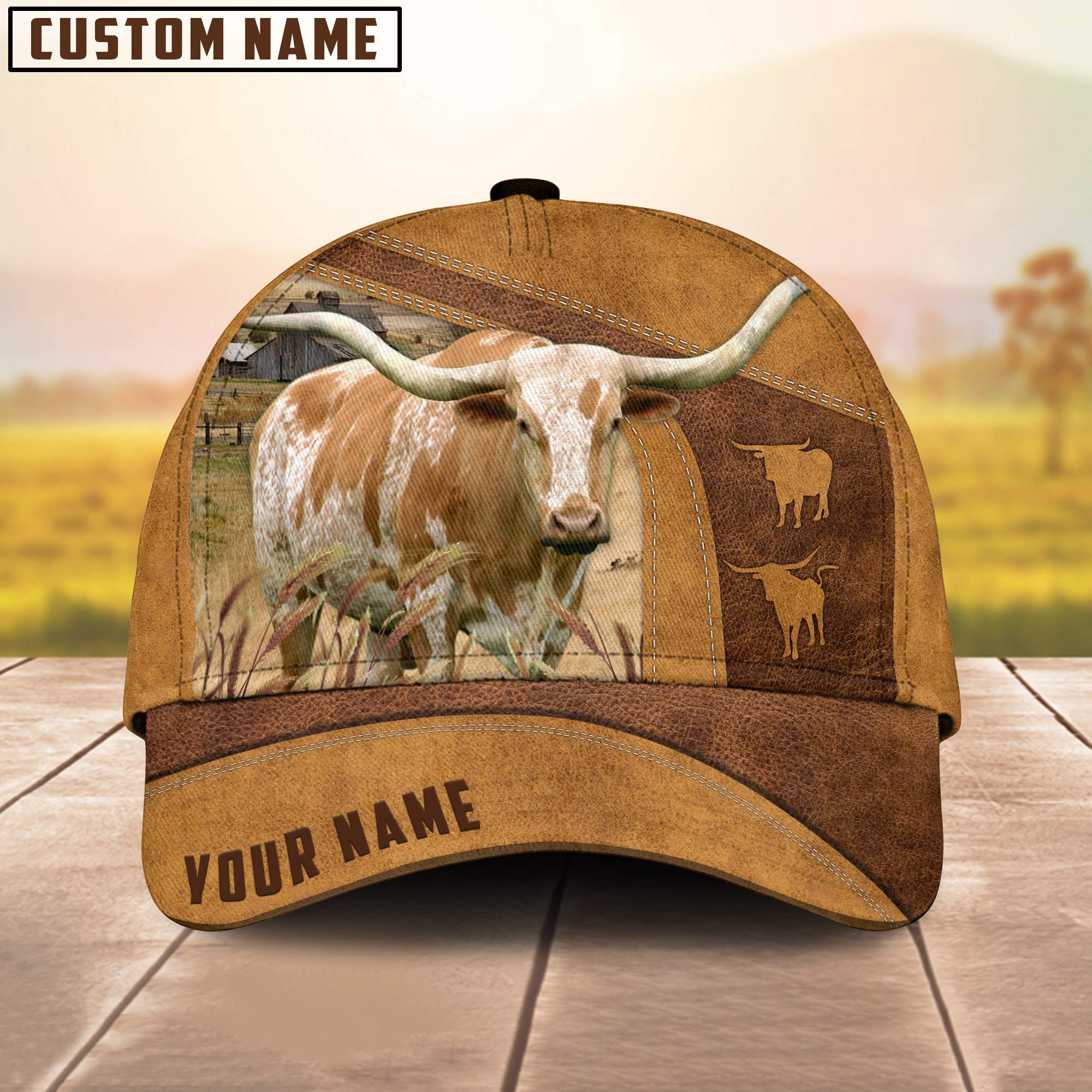 Custom Name Texas Longhorn Cattle Cap, Cattle Hat, Farm Baseball Hat, Cap Hat For Farmer Farm Lover Trucker Hats Custom Hats Gifts For Men & Women