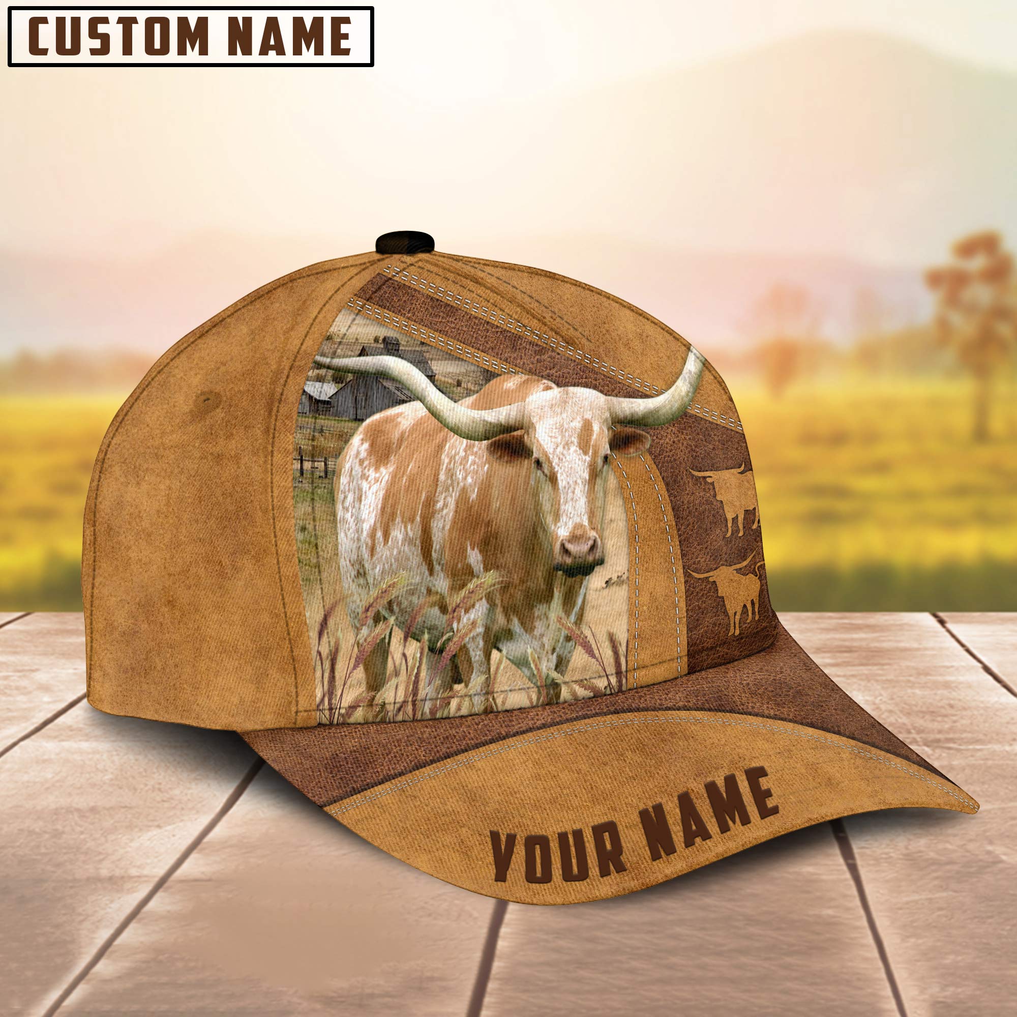 Custom Name Texas Longhorn Cattle Cap, Cattle Hat, Farm Baseball Hat, Cap Hat For Farmer Farm Lover Trucker Hats Custom Hats Gifts For Men & Women