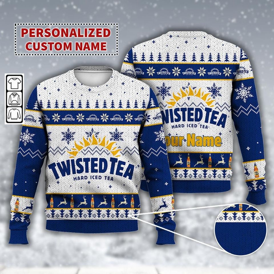 Custom Name Twisted tea Ugly Christmas Sweater
