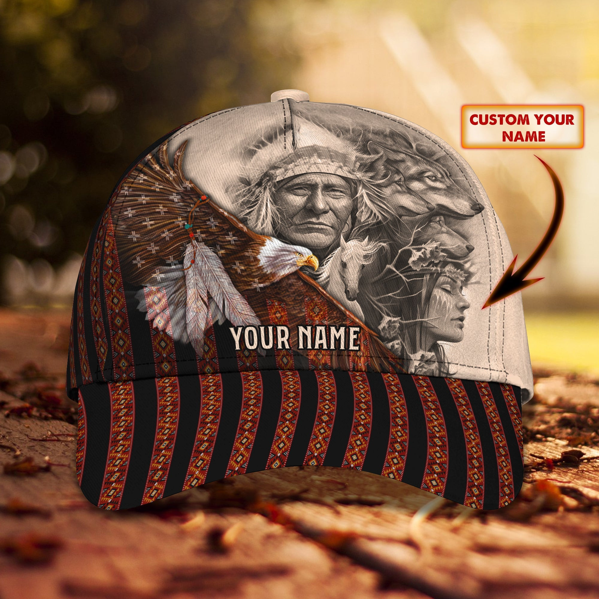 Custom Native American Personalized Name Cap Trucker Hats Custom Hats Gifts For Men & Women