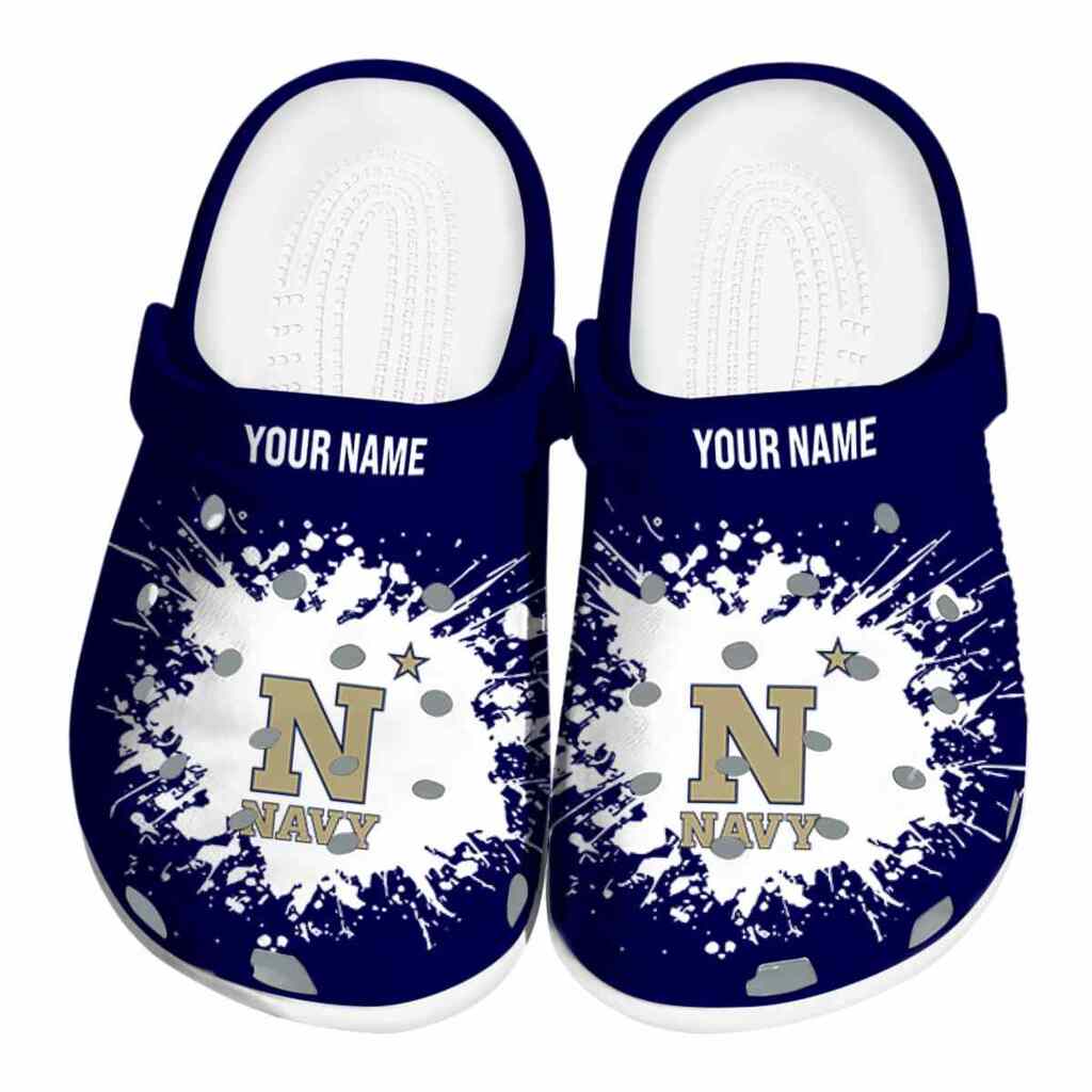 Custom Navy Midshipmen Splatter Background ClogTVC1801710