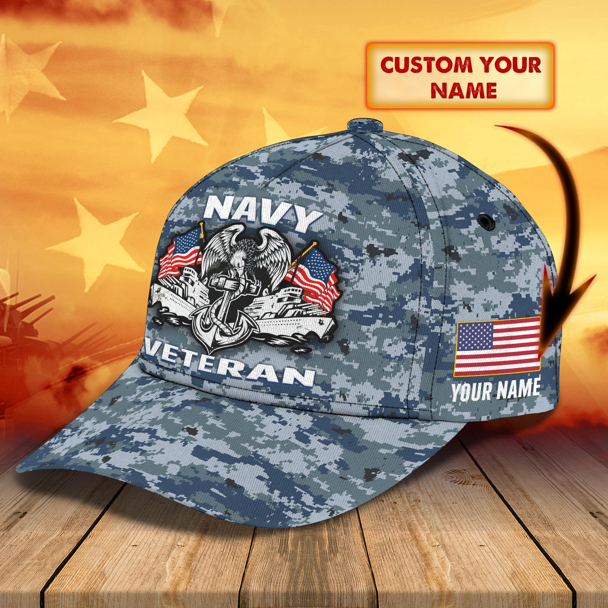 Custom Navy Veteran Classic Cap Trucker Hats Custom Hats Gifts For Men & Women