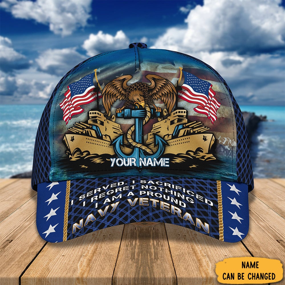 Custom Navy Veteran Hat I Served I Sacrificed I Regret Nothing Gift Ideas For Navy Veterans Trucker Hats Custom Hats Gifts For Men & Women