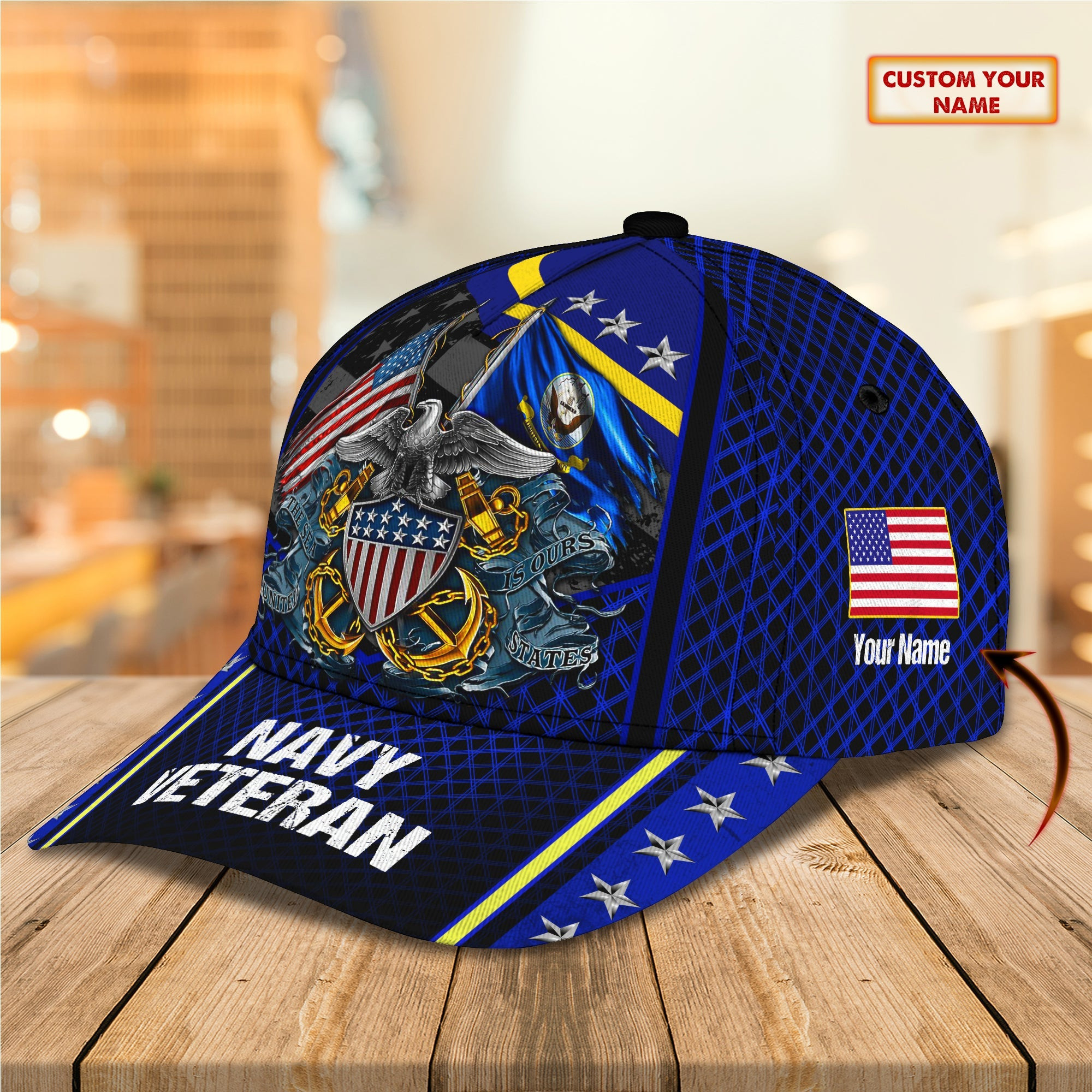 Custom Navy Veteran Personalized Classic Cap Trucker Hats Custom Hats Gifts For Men & Women