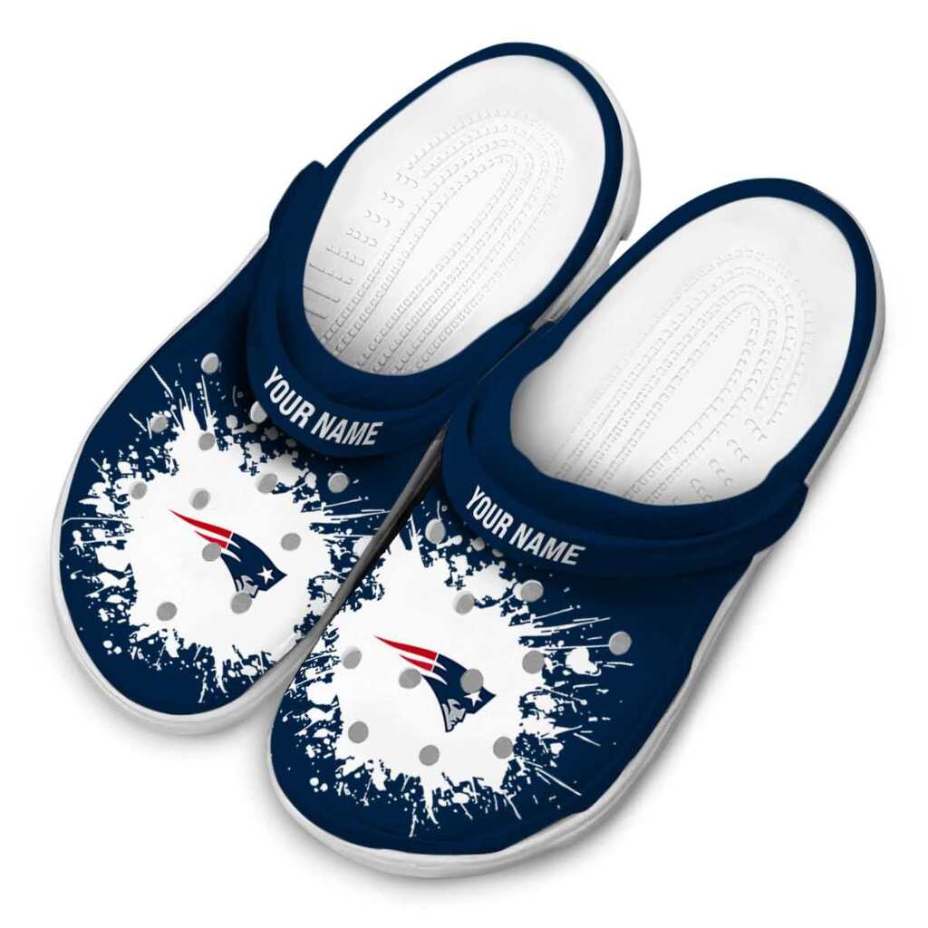 Custom New England Patriots Splatter Background ClogTVC1801179 - Image 4