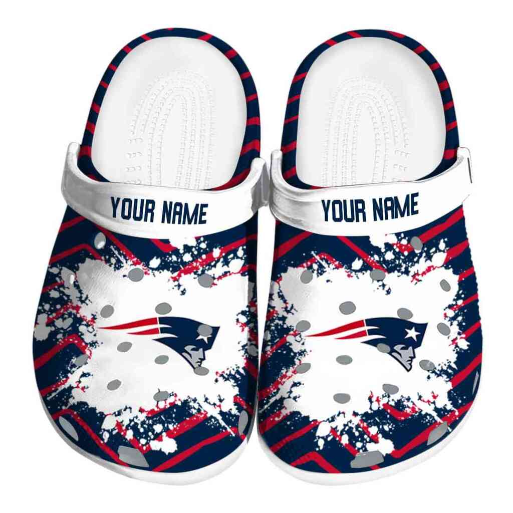 Custom New England Patriots Zigzag Paint Burst ClogTVC1801178