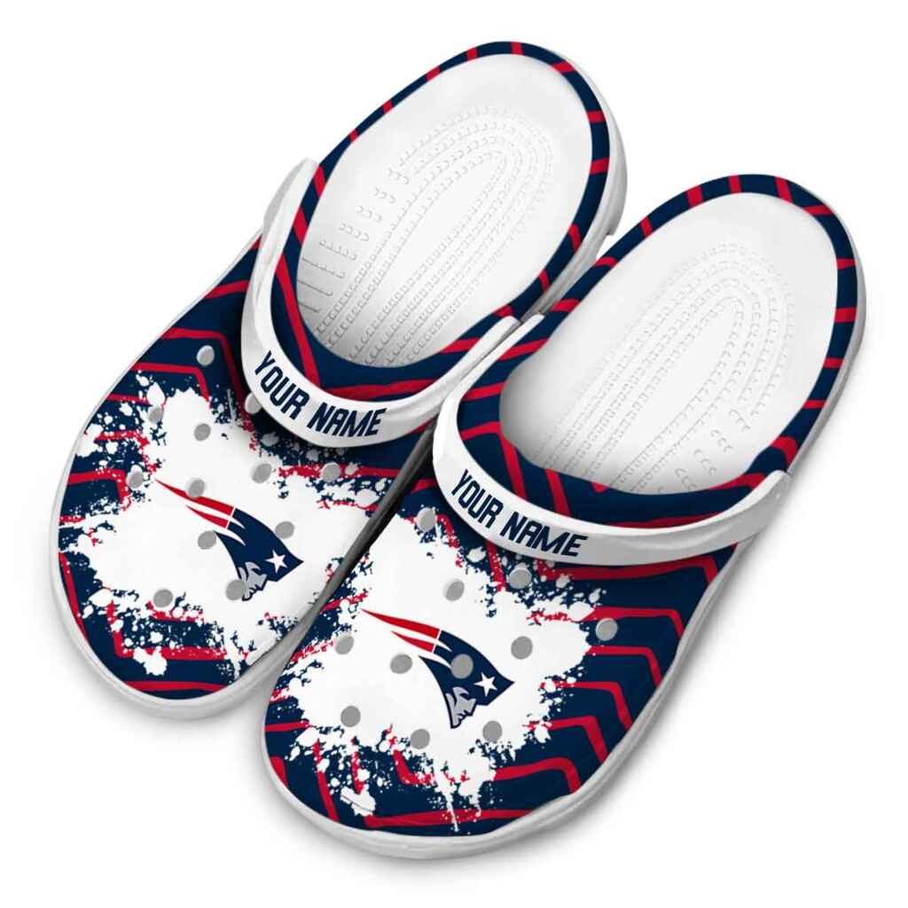 Custom New England Patriots Zigzag Paint Burst ClogTVC1801178 - Image 4