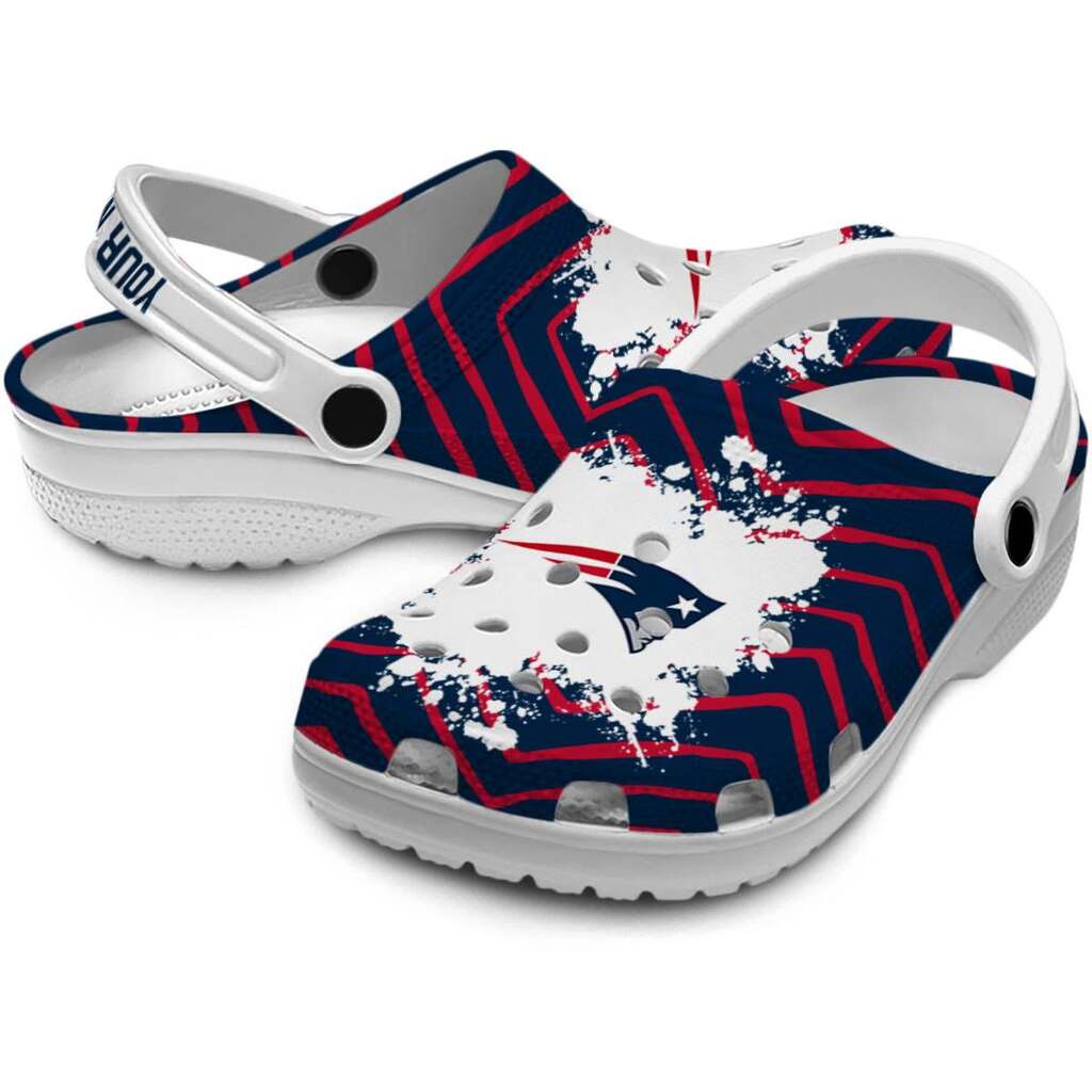 Custom New England Patriots Zigzag Paint Burst ClogTVC1801178 - Image 3