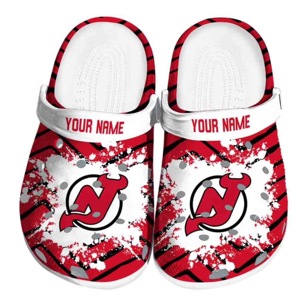 Custom New Jersey Devils Zigzag Paint Burst ClogTVC1801879
