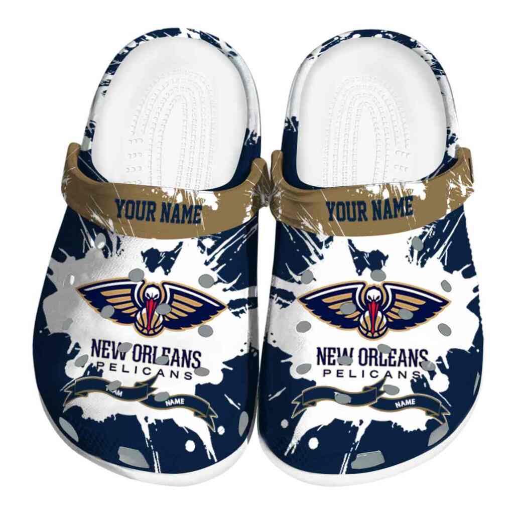 Custom New Orleans Pelicans Splatter Pattern ClogTVC1801734