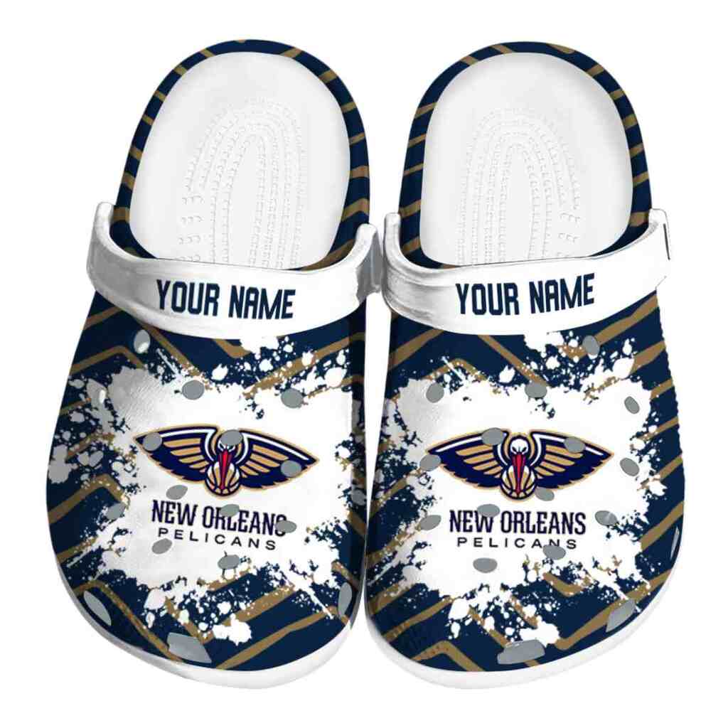 Custom New Orleans Pelicans Zigzag Paint Burst ClogTVC1801734