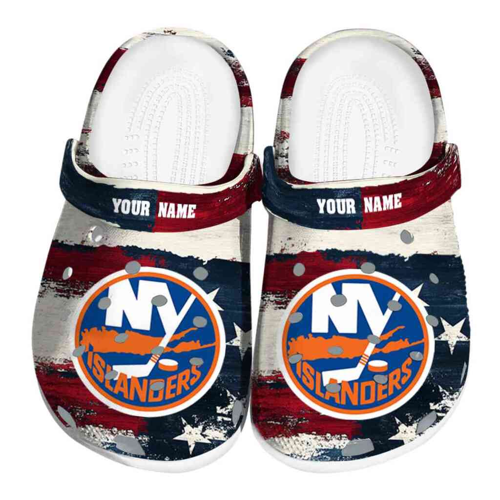 Custom New York Islanders Patriotic Stripes ClogTVC1801886