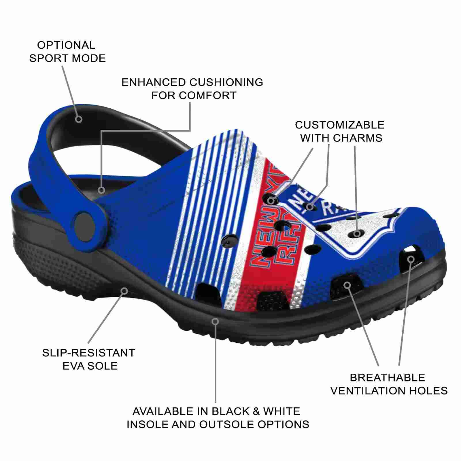 Custom New York Rangers Vibrant Dual-Tone ClogTVC1801885 - Image 5