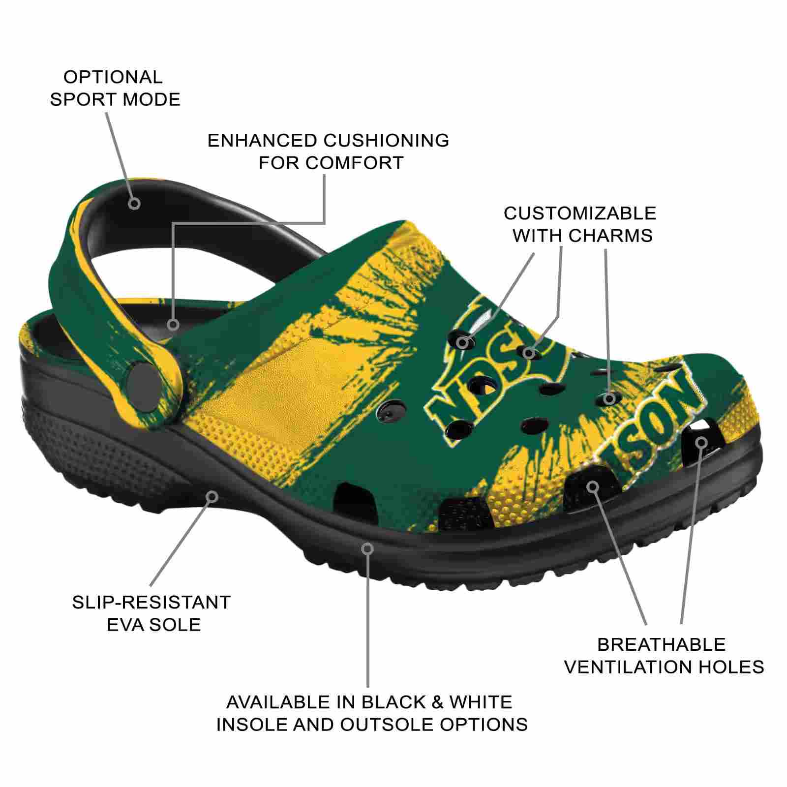 Custom North Dakota State Bison Paint Splatter Graphics ClogTVC1801724 - Image 5