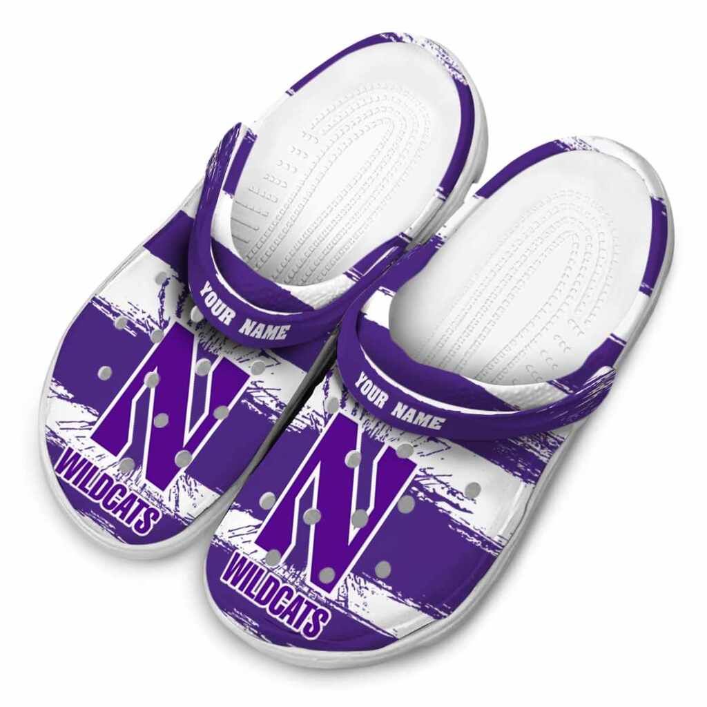 Custom Northwestern Wildcats Paint Splatter Graphics ClogTVC1801727 - Image 4
