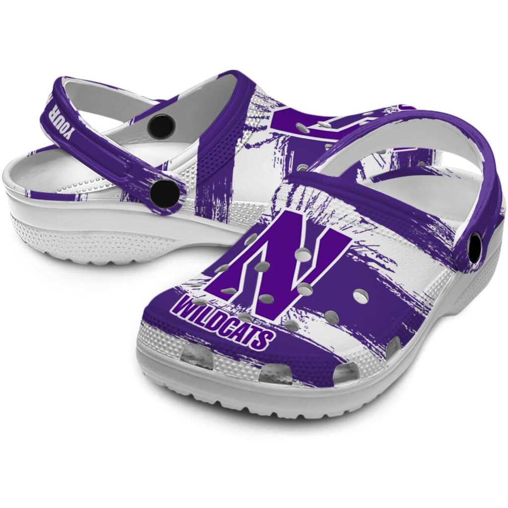 Custom Northwestern Wildcats Paint Splatter Graphics ClogTVC1801727 - Image 3