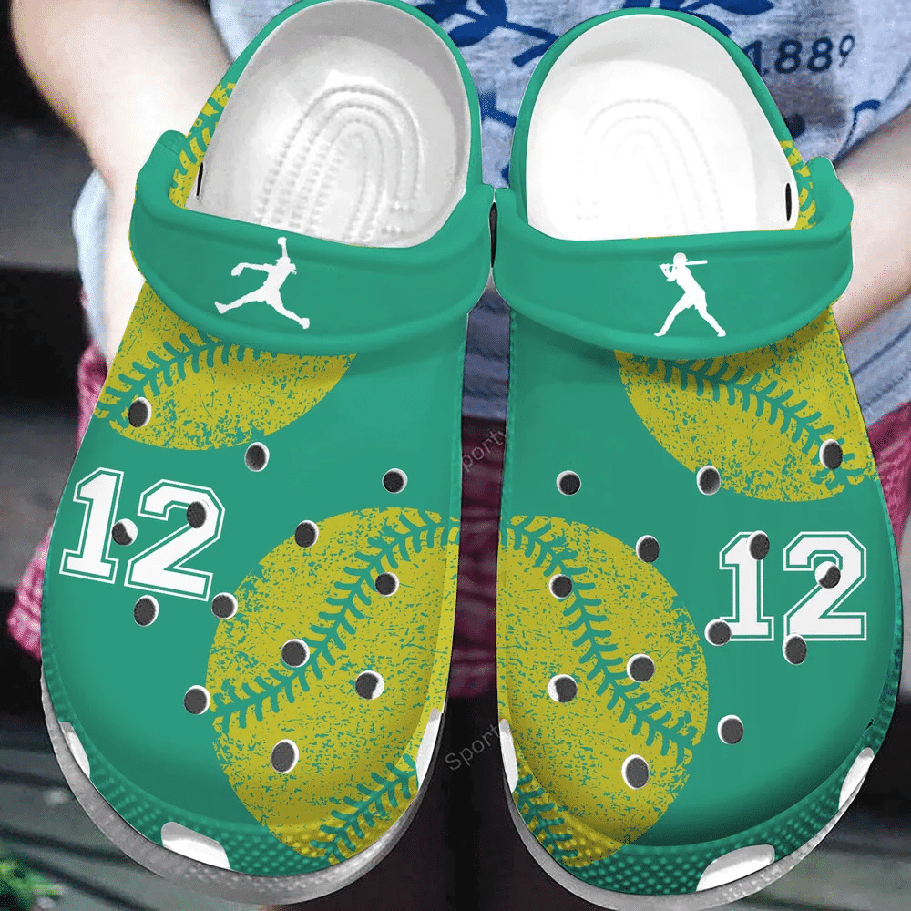 Custom Number Love Softball Clogs Shoes