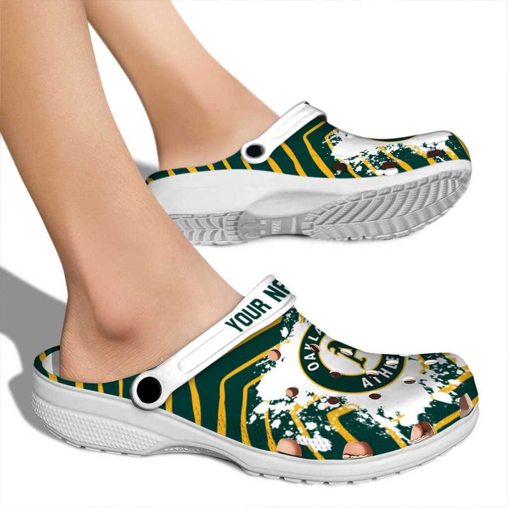 Custom Oakland Athletics Zigzag Paint Burst ClogTVC180143 - Image 2