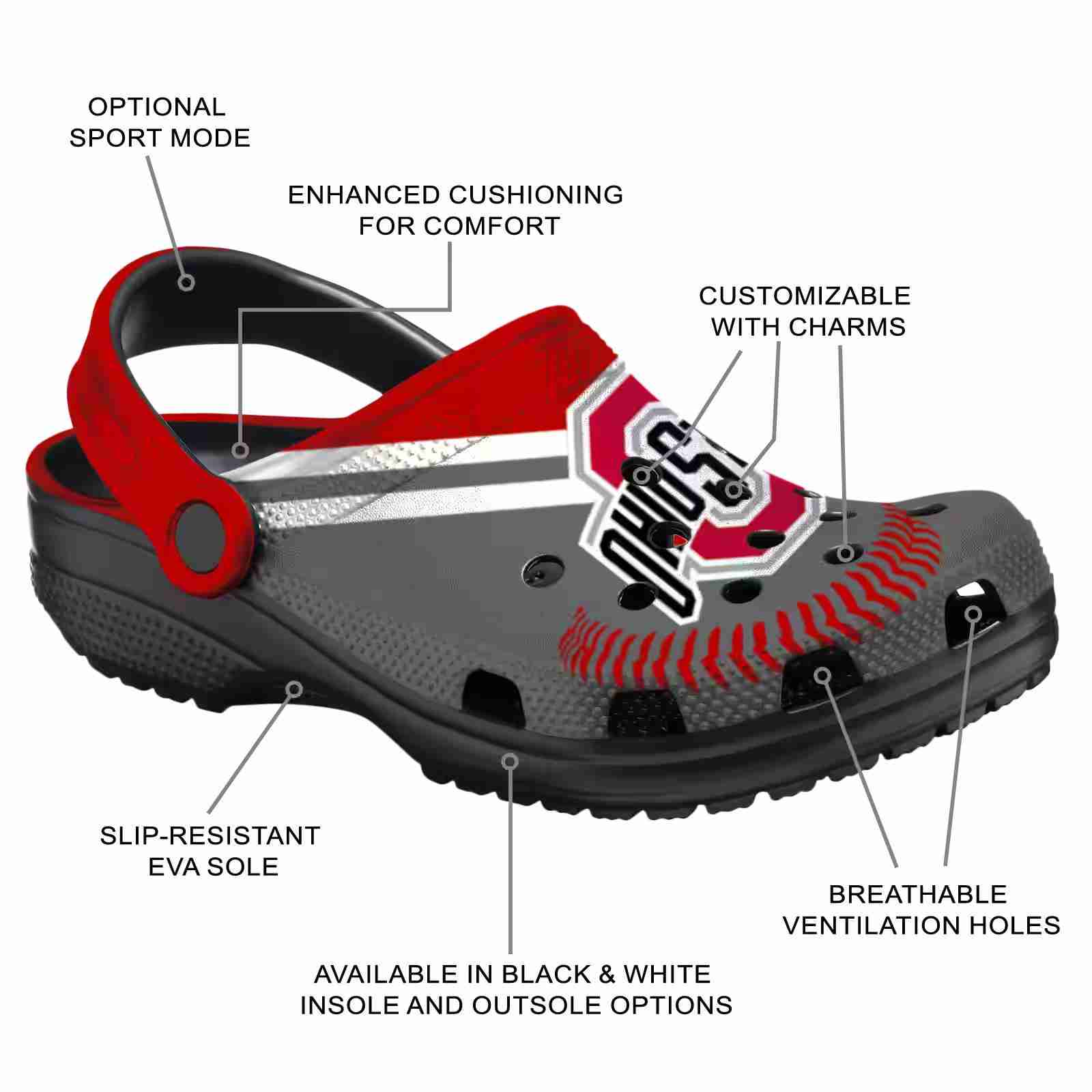 Custom Ohio State Buckeyes Baseball Motif ClogTVC1801171 - Image 5