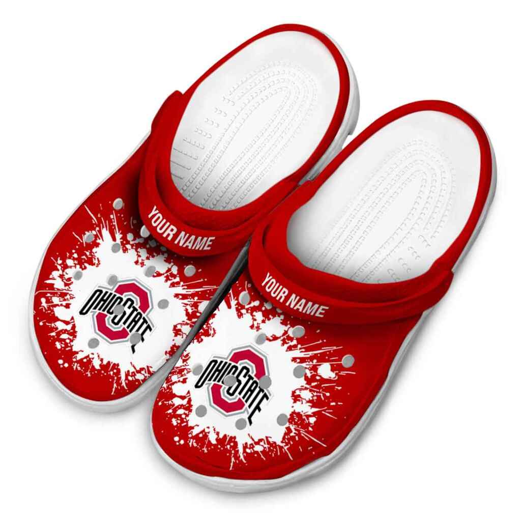 Custom Ohio State Buckeyes Splatter Background ClogTVC1801171 - Image 4