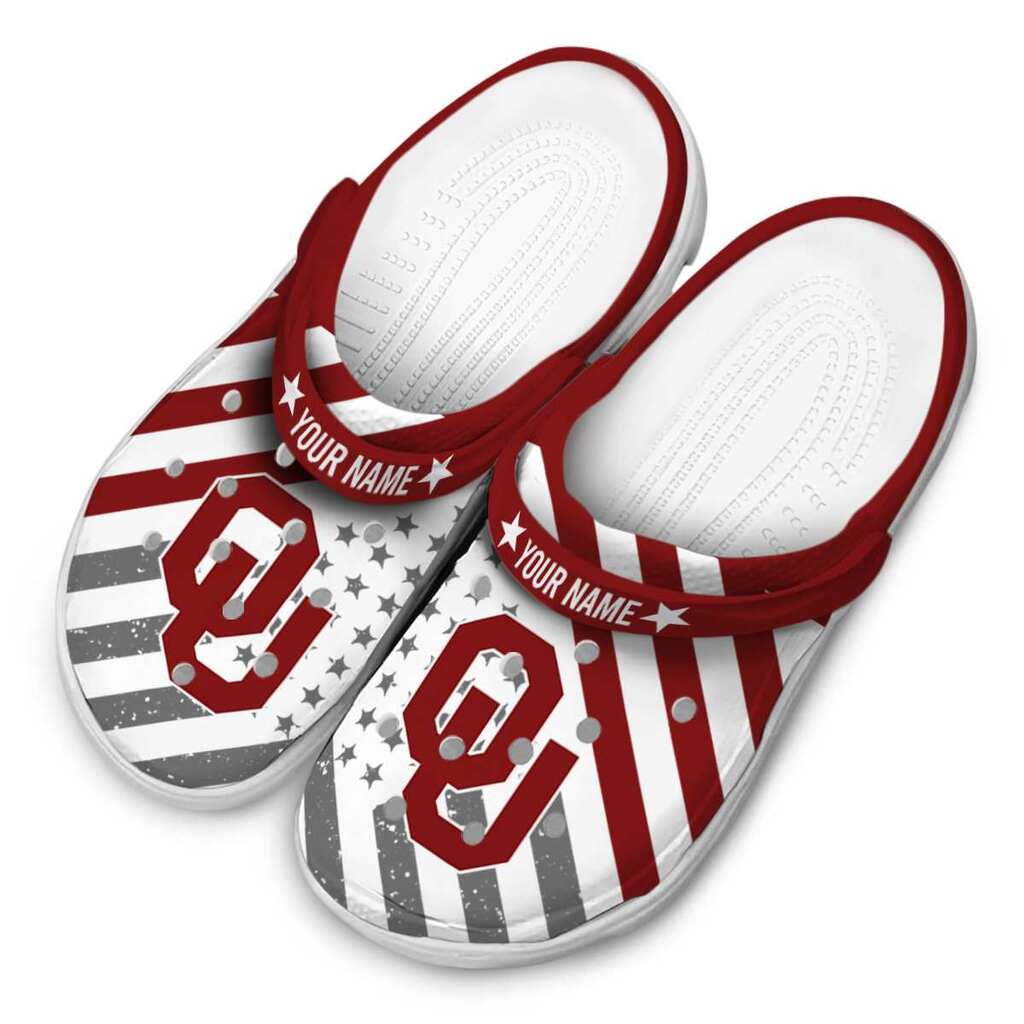 Custom Oklahoma Sooners Star-Spangled Graphic ClogTVC180142 - Image 4