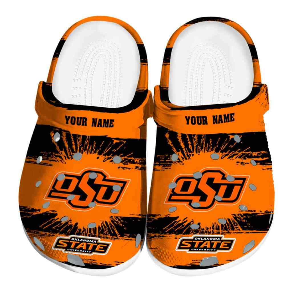 Custom Oklahoma State Cowboys Paint Splatter Graphics ClogTVC180144