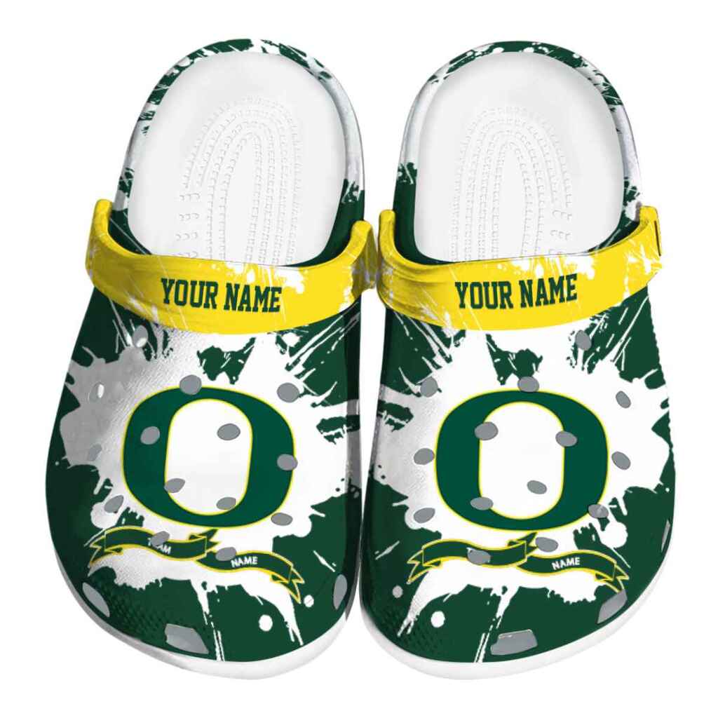 Custom Oregon Ducks Splatter Pattern ClogTVC180144