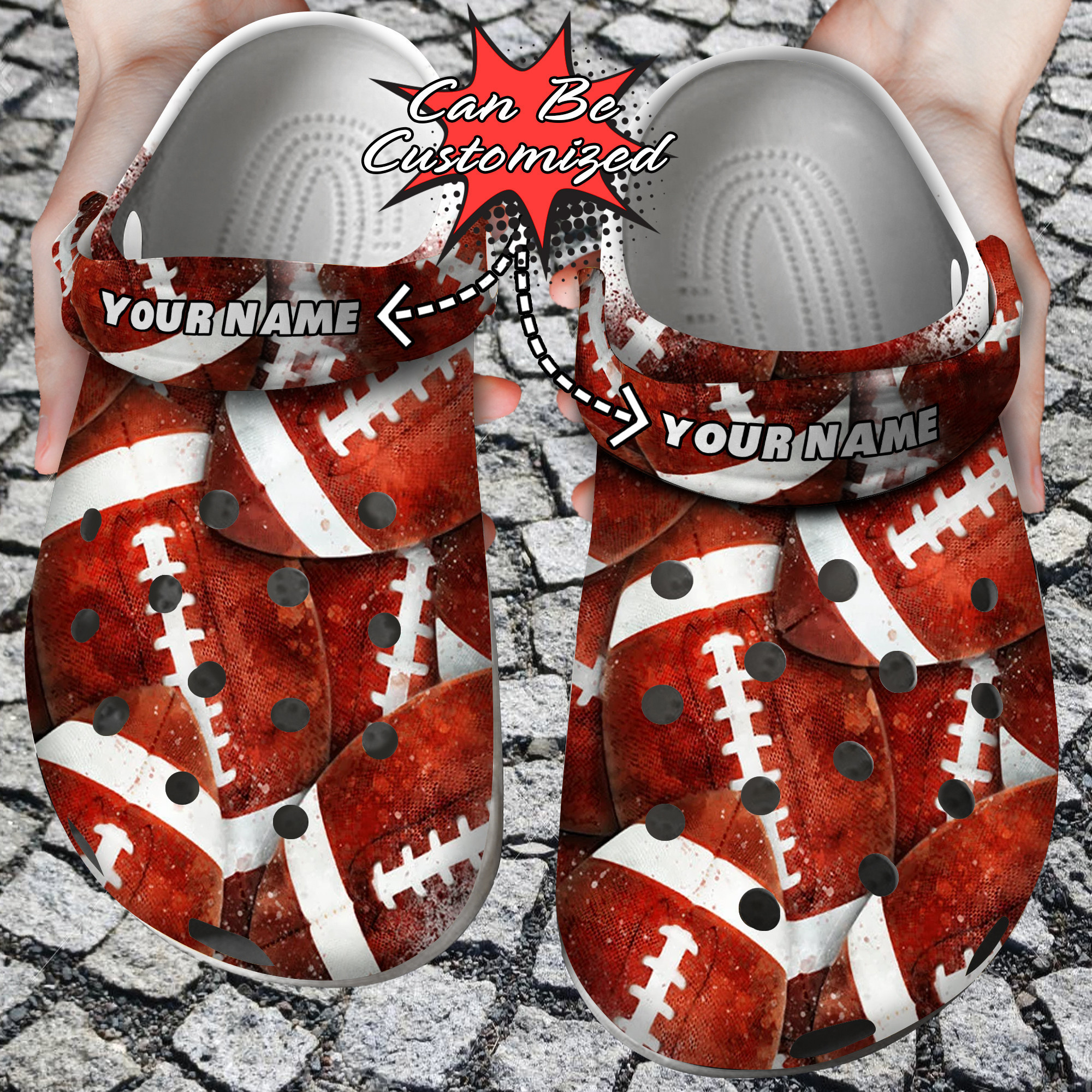 Custom Personalized Football Overlapping Clog Shoes