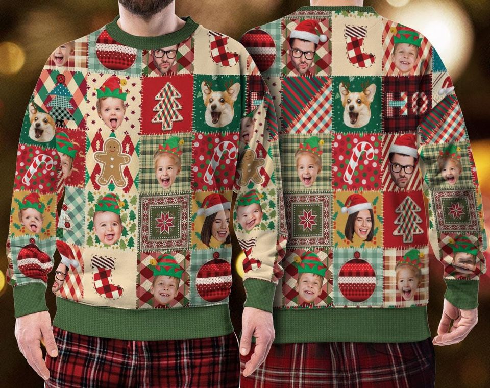 Custom Pet Face Christmas Sweatshirt For Men Women - Image 11