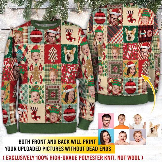 Custom Pet Face Christmas Sweatshirt For Men Women - Image 16