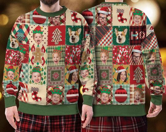 Custom Pet Face Christmas Sweatshirt For Men Women - Image 22