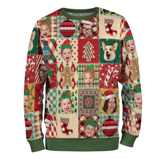 Custom Pet Face Christmas Sweatshirt For Men Women - Image 13