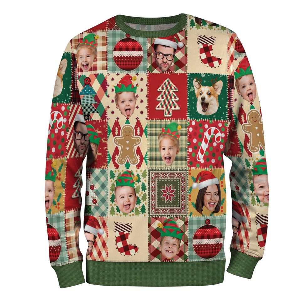 Custom Pet Face Christmas Sweatshirt For Men Women - Image 2