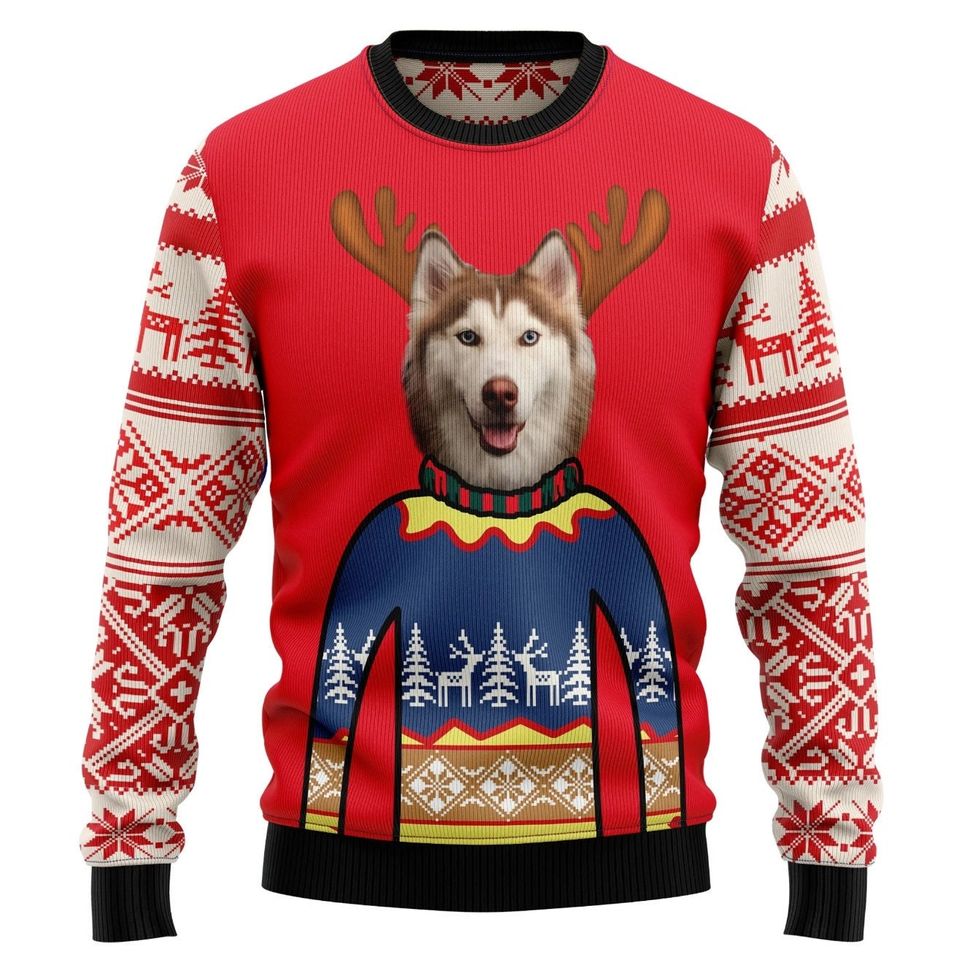 Custom Pet Portrait Ugly Knitted Christmas Sweater