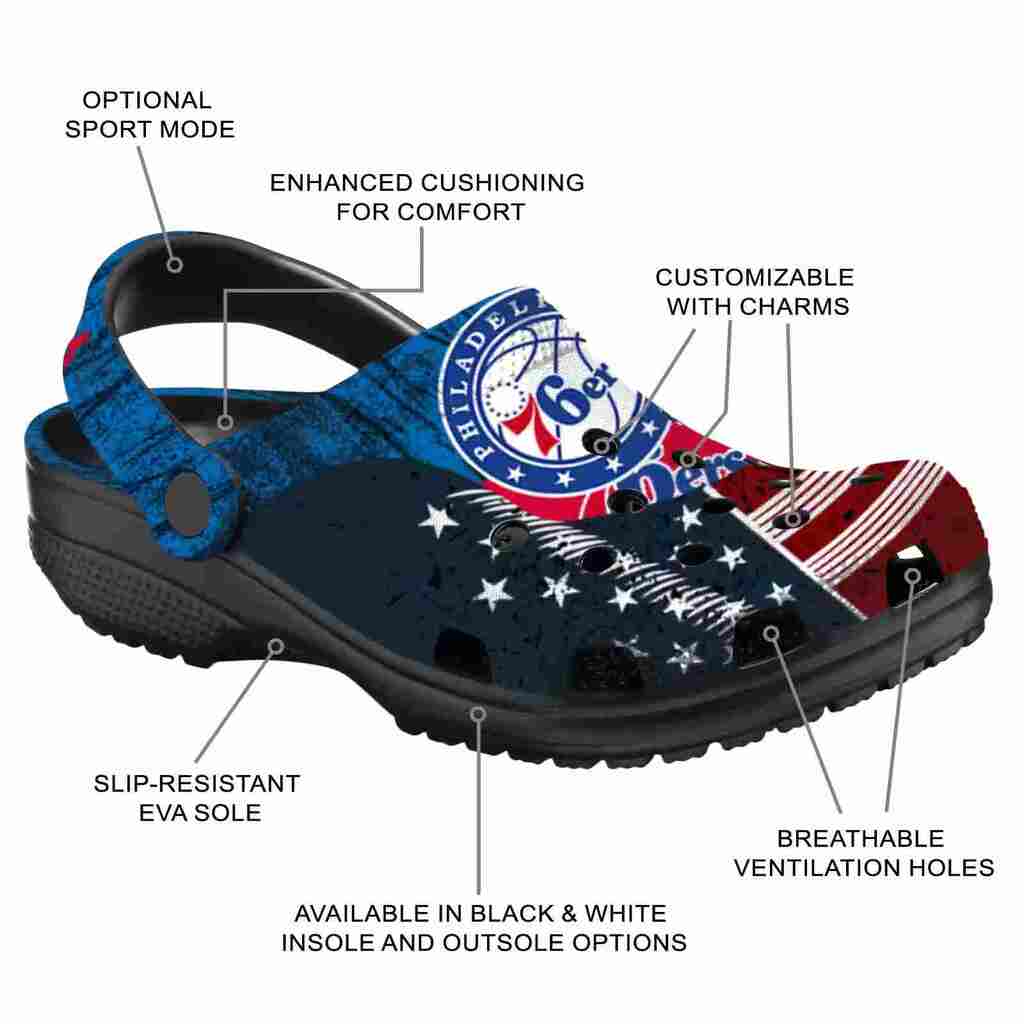 Custom Philadelphia 76ers Star-Spangled Side Pattern ClogTVC1801690 - Image 5