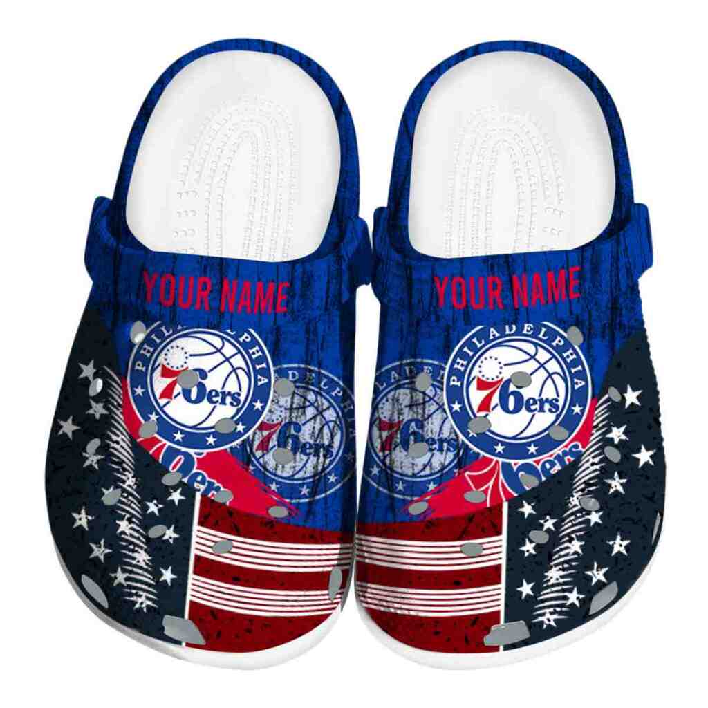 Custom Philadelphia 76ers Star-Spangled Side Pattern ClogTVC1801690
